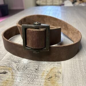Ratchet Belt Leather Brass Brown Holeless Slide Distressed 38-44"